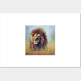 Painting of a big wild lion Posters and Art